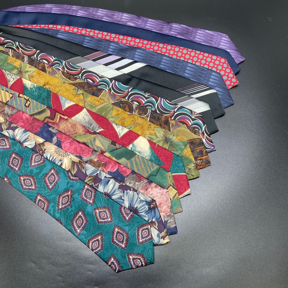 Vintage Necktie Lot of 15 Men Multi Silk Polyester Mixed Patterns Grandpacore